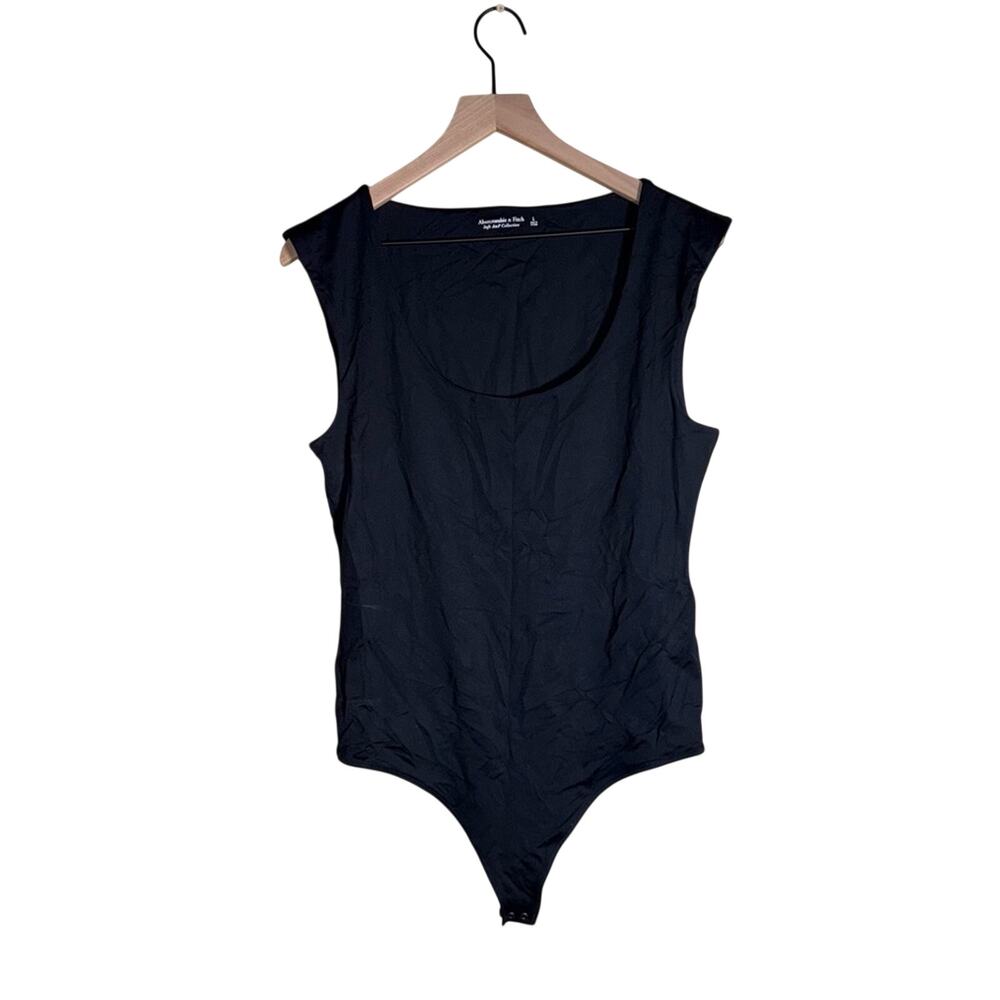 ABERCROMBIE & FITCH soft A&F collection satin effect black stretchy bodysuit L